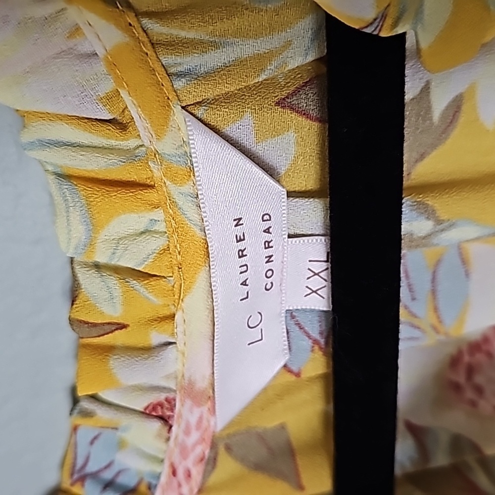 Lauren Conrad Romantic Flirty Summer Twee Yellow Floral Cap Sleeve Dress XXL - Picture 5 of 11
